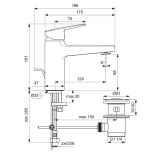 Ideal Standard Ceraplan Waschtischarmatur Grande H90 mit Ablaufgarnitur – Bild 2