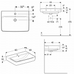 Geberit Renova Plan Waschtisch 65 cm, mit 1 Hahnloch, mit Überlauf – Bild 2