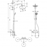 hansgrohe Croma 220 Showerpipe mit Brausearm 40 cm, schwenkbar – Bild 2